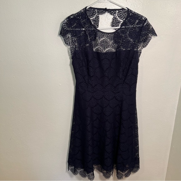 Kensie Fit & Flare Dress Navy Blue Lace 8 - Picture 3 of 15